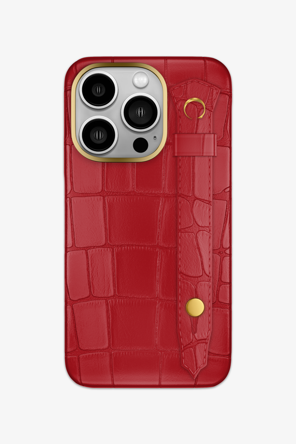 Red Alligator Strap Case for iPhone 15 Series - 15 Pro / Gold - zollofrance