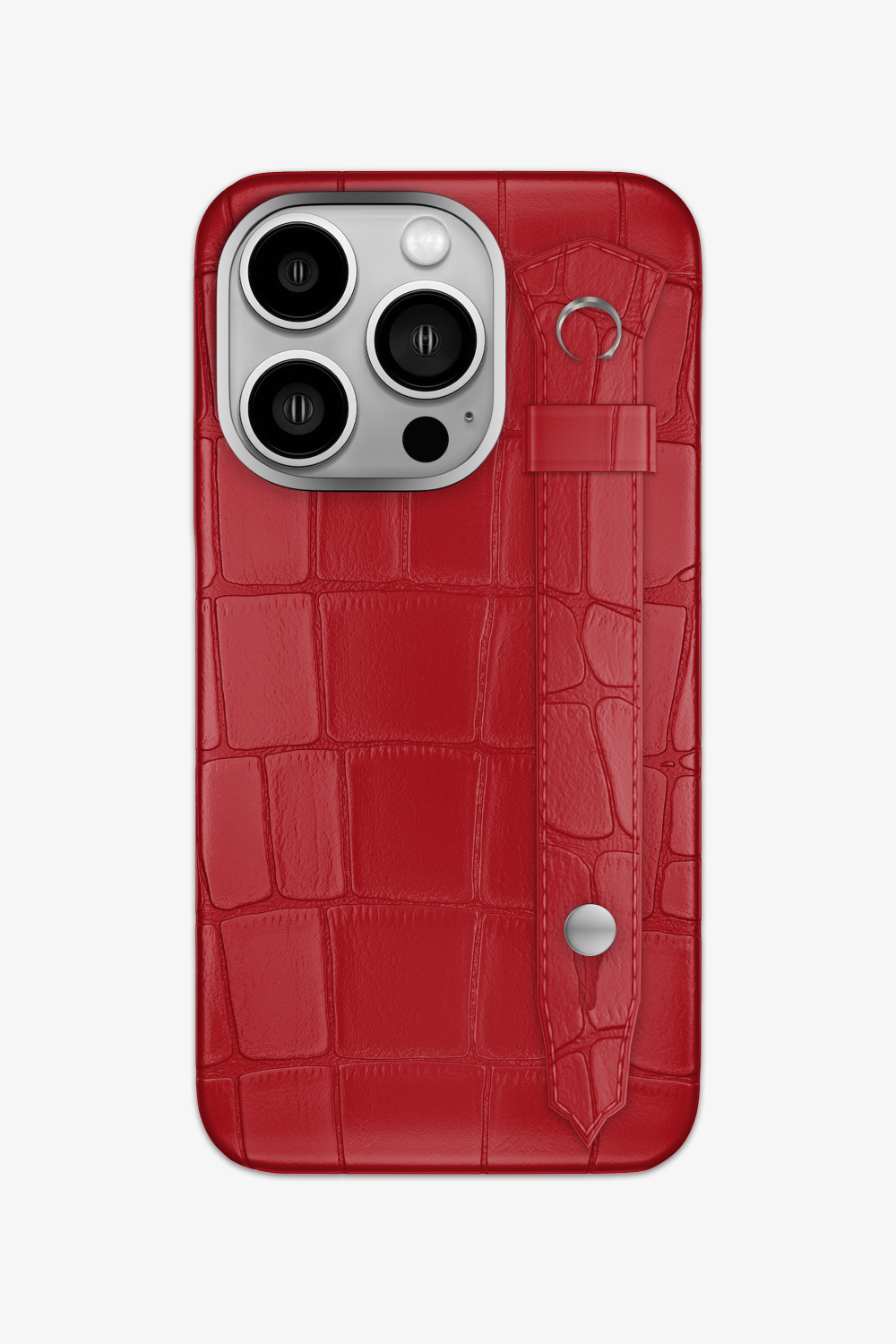 Red Alligator Strap Case for iPhone 16 Series - 16 Pro / Stainless Steel - zollofrance