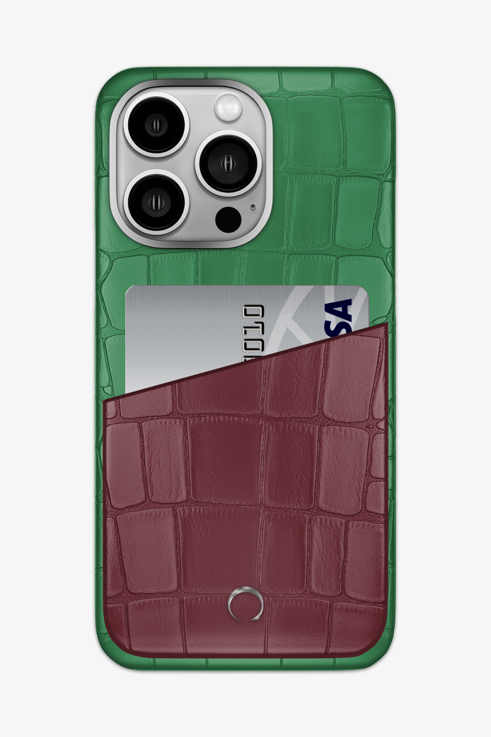 Alligator Pocket Case for iPhone 14 Pro Max - Green Emerald / Burgundy - zollofrance
