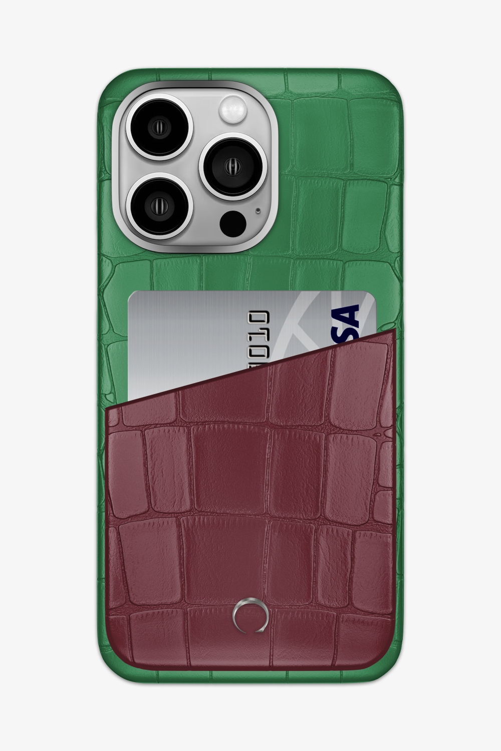 Alligator Pocket Case for iPhone 16 Pro Max - Green Emerald / Burgundy - zollofrance