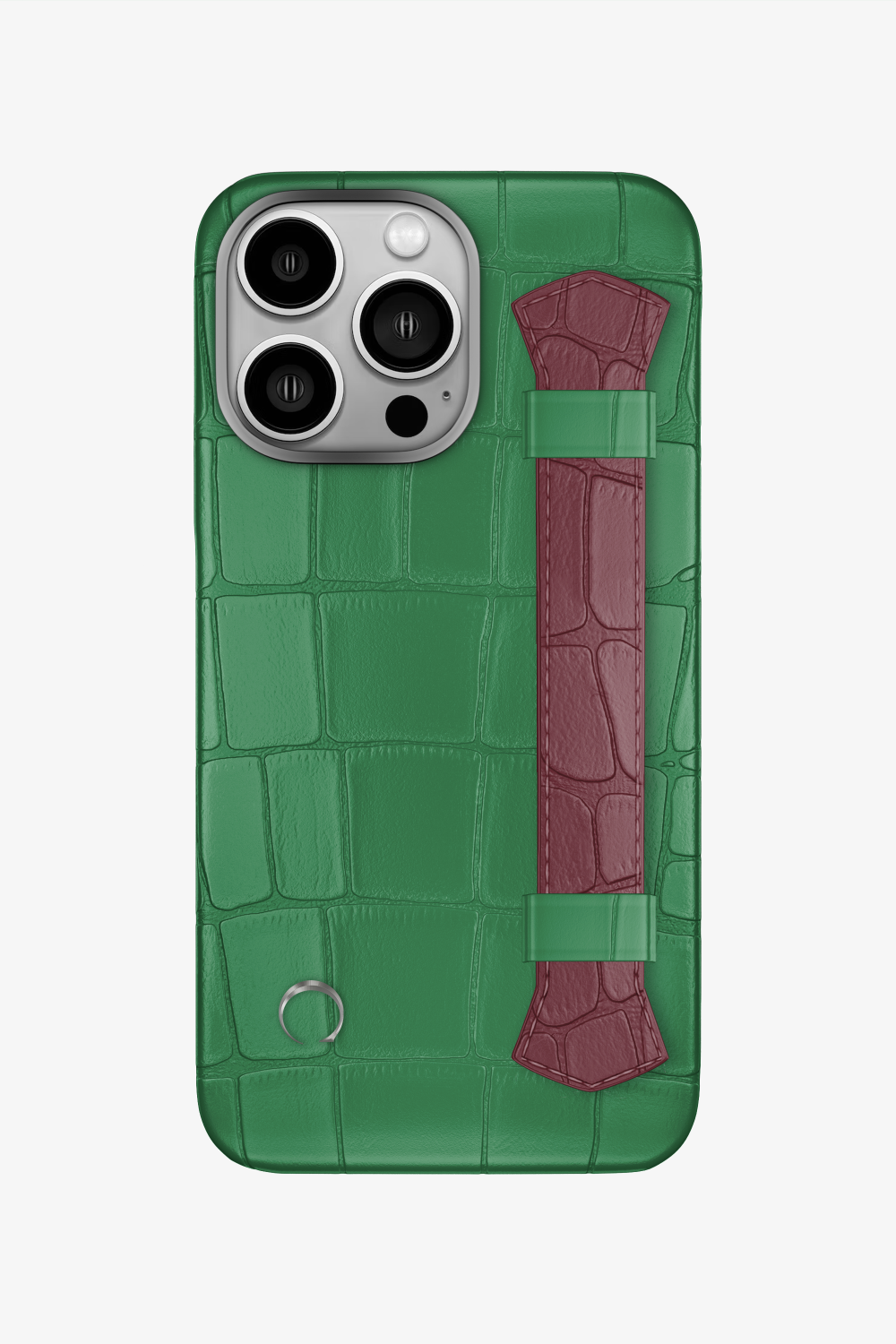 Double Headed Alligator Strap Case for iPhone 16 Pro - Green Emerald / Burgundy - zollofrance