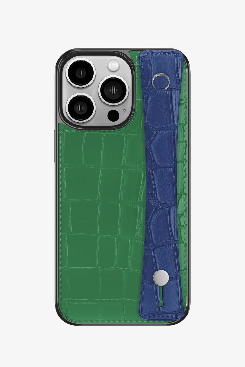 Alligator Sports Strap Case for iPhone 16 Pro - Green Emerald / Navy Blue - zollofrance