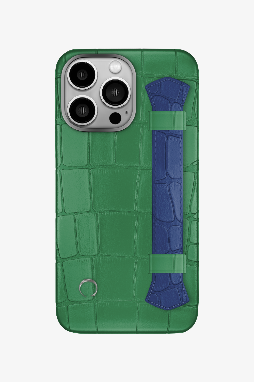 Double Headed Alligator Strap Case for iPhone 16 Pro - Green Emerald / Navy Blue - zollofrance