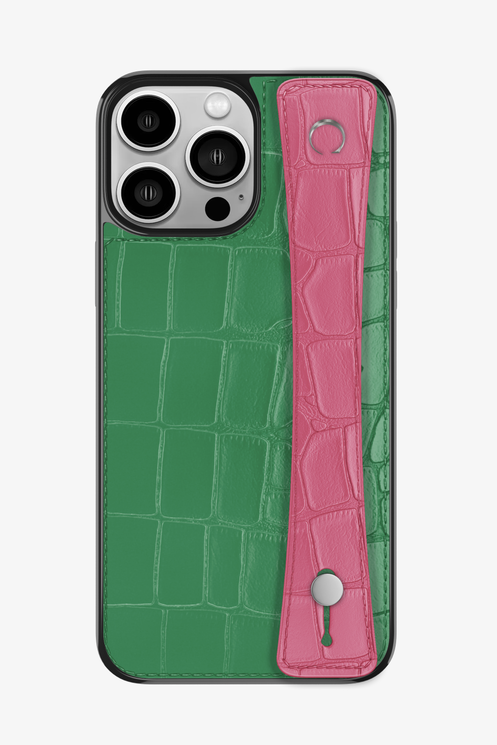 Alligator Sports Strap Case for iPhone 16 Pro Max - Green Emerald / Pink - zollofrance