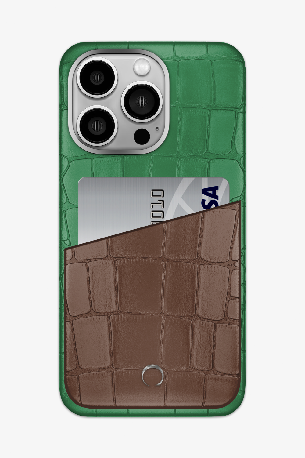 Alligator Pocket Case for iPhone 14 Pro Max - Green Emerald / Cocoa - zollofrance