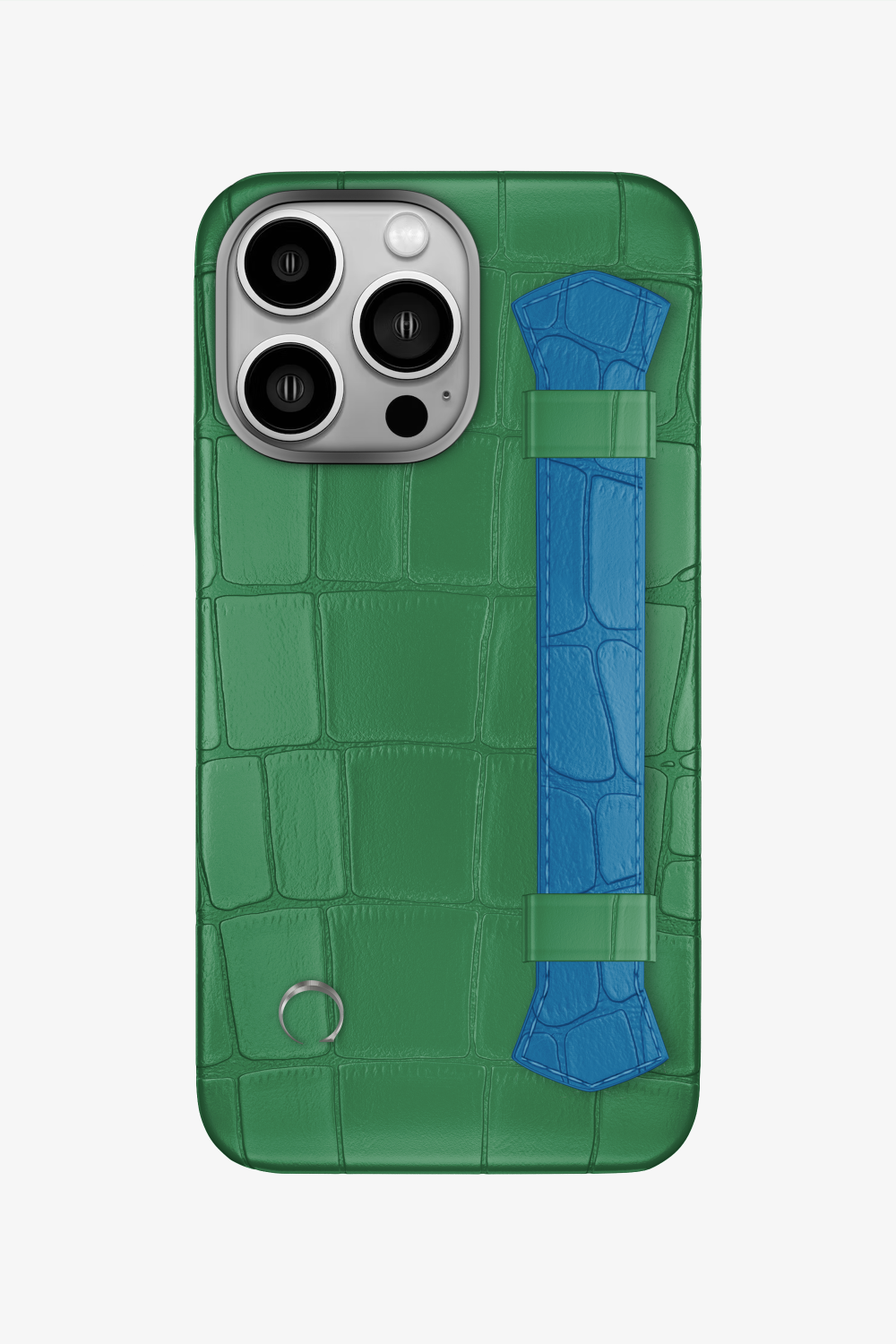 Double Headed Alligator Strap Case for iPhone 16 Pro - Green Emerald / Blue Lagoon - zollofrance