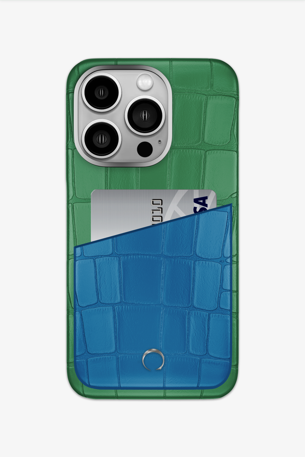 Alligator Pocket Case for iPhone 16 Pro - Green Emerald / Blue Lagoon - zollofrance