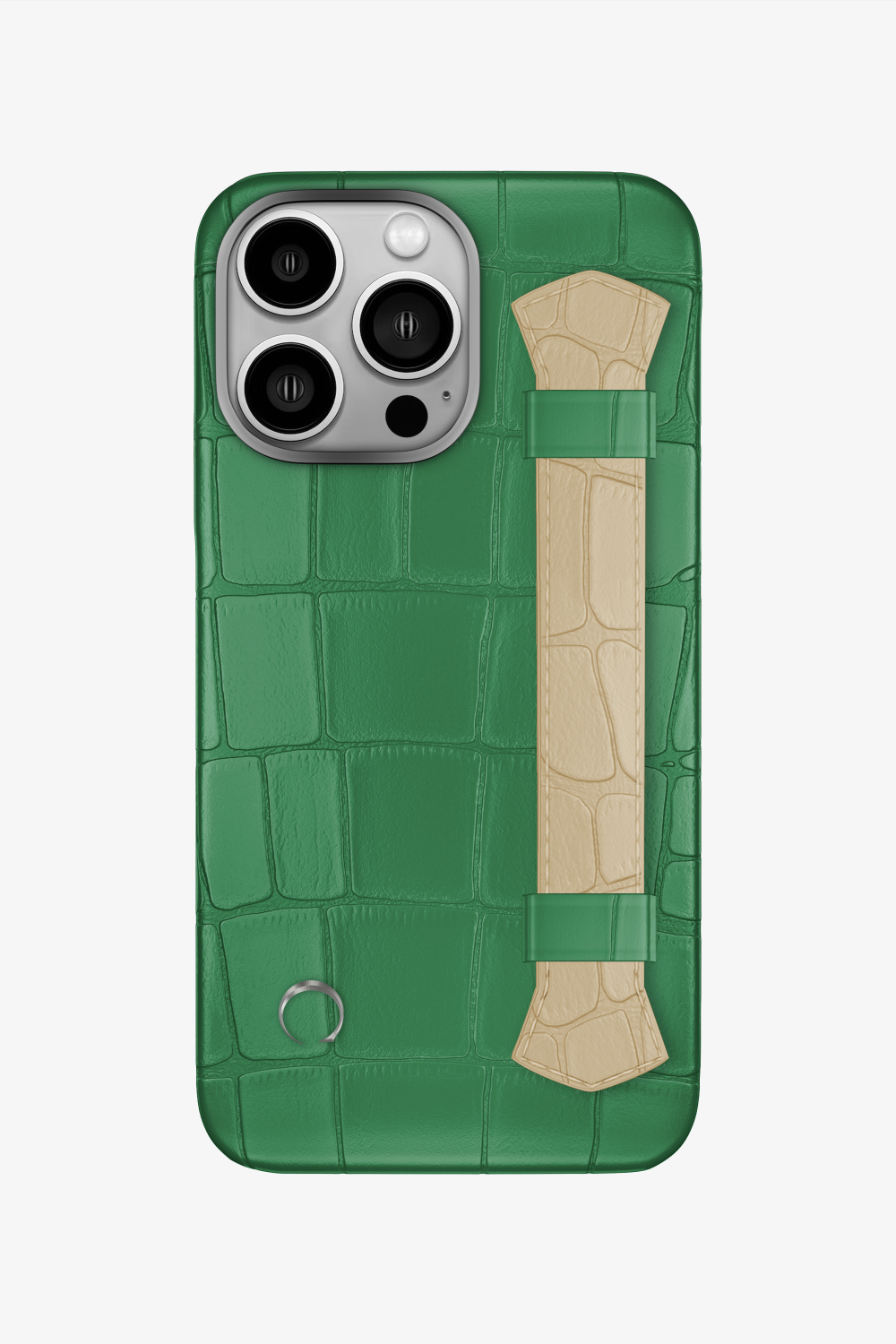 Double Headed Alligator Strap Case for iPhone 16 Pro - Green Emerald / Vanilla - zollofrance