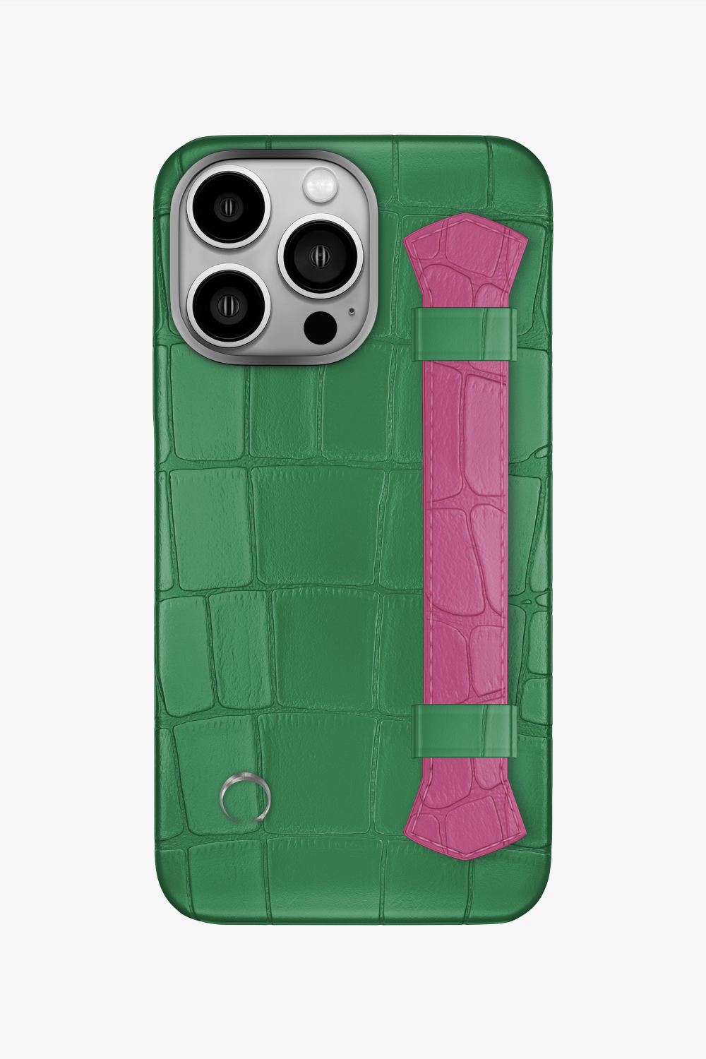 Double Headed Alligator Strap Case for iPhone 16 Pro - Green Emerald / Pink Fuchsia - zollofrance