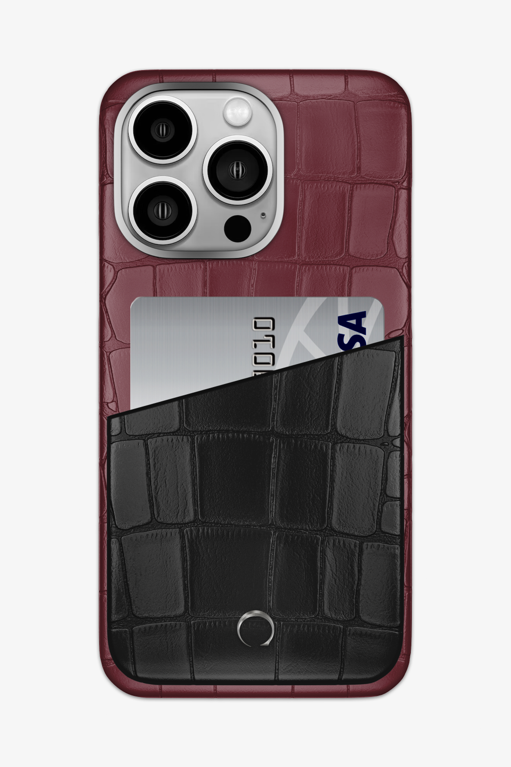 Alligator Pocket Case for iPhone 16 Pro Max - Burgundy / Black - zollofrance