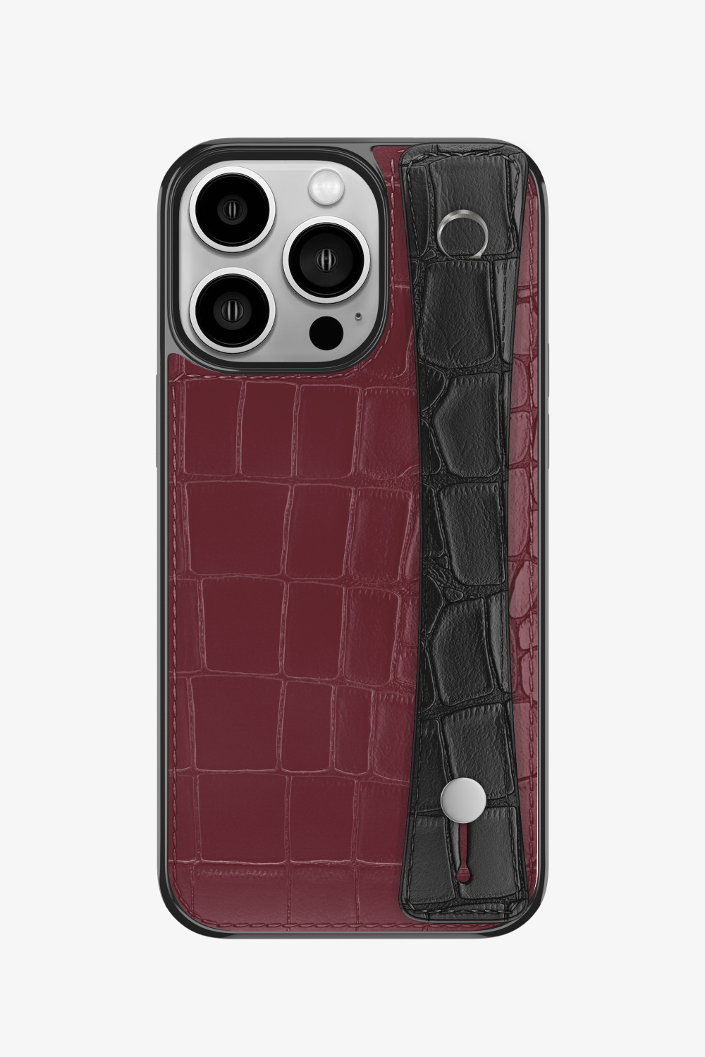 Alligator Sports Strap Case for iPhone 16 Pro - Burgundy / Black - zollofrance