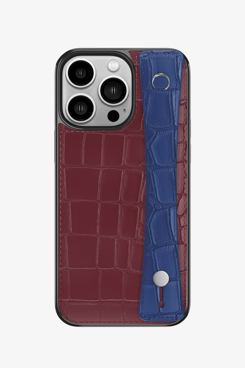 Alligator Sports Strap Case for iPhone 16 Pro - Burgundy / Navy Blue - zollofrance