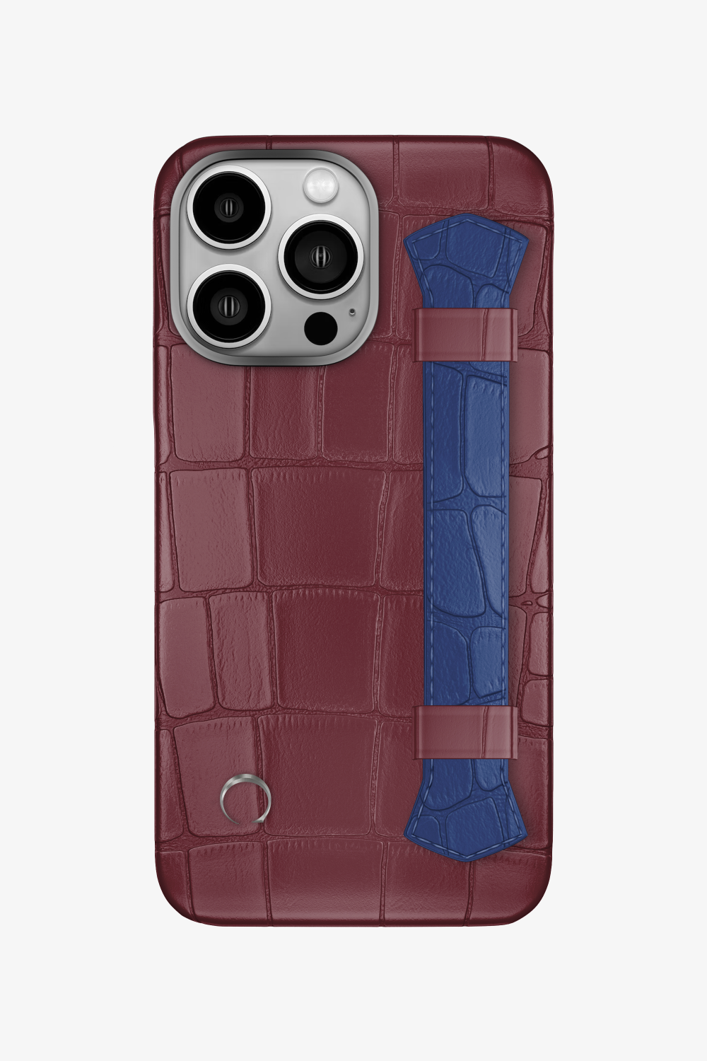 Double Headed Alligator Strap Case for iPhone 16 Pro - Burgundy / Navy Blue - zollofrance