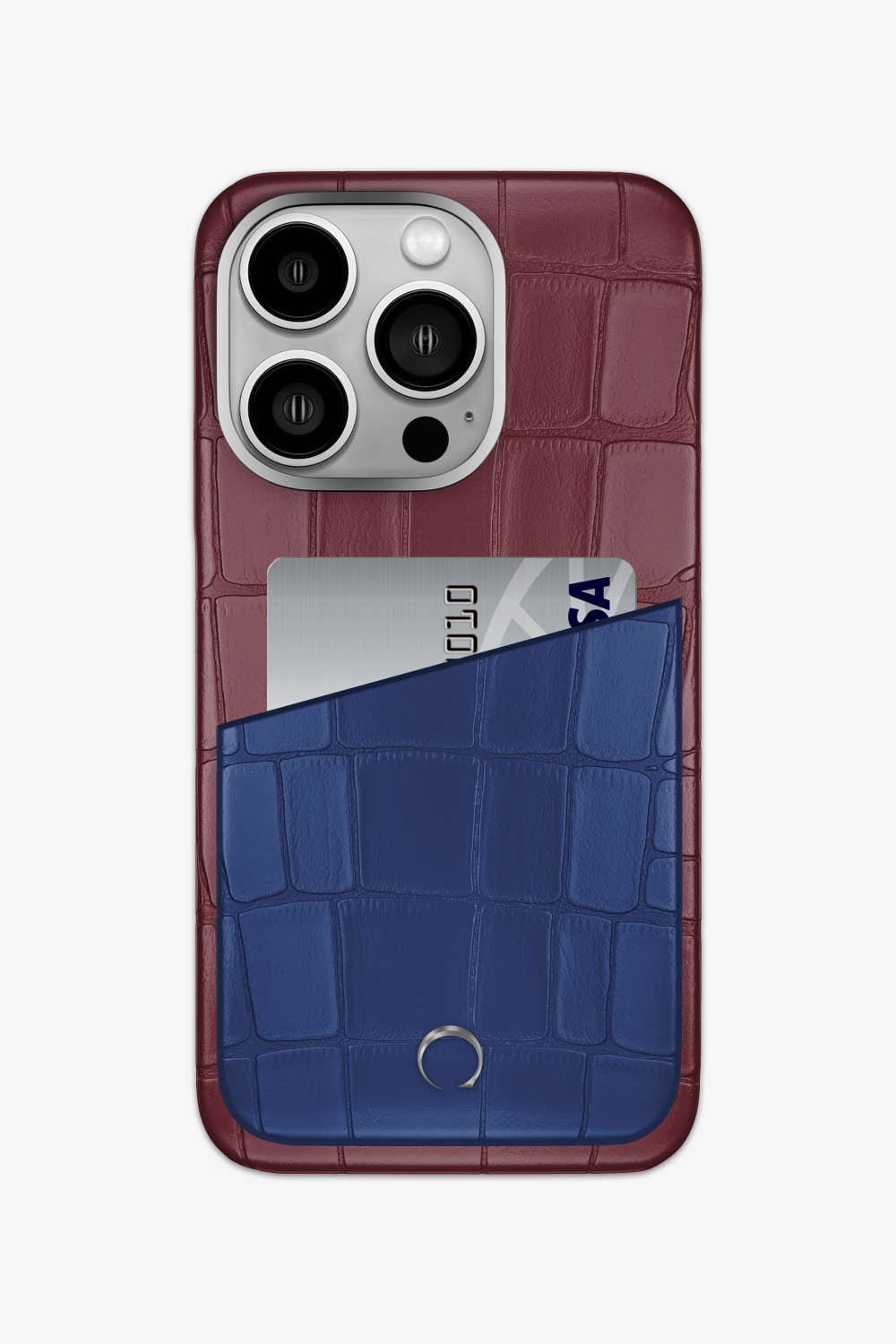 Alligator Pocket Case for iPhone 16 Pro - Burgundy / Navy Blue - zollofrance