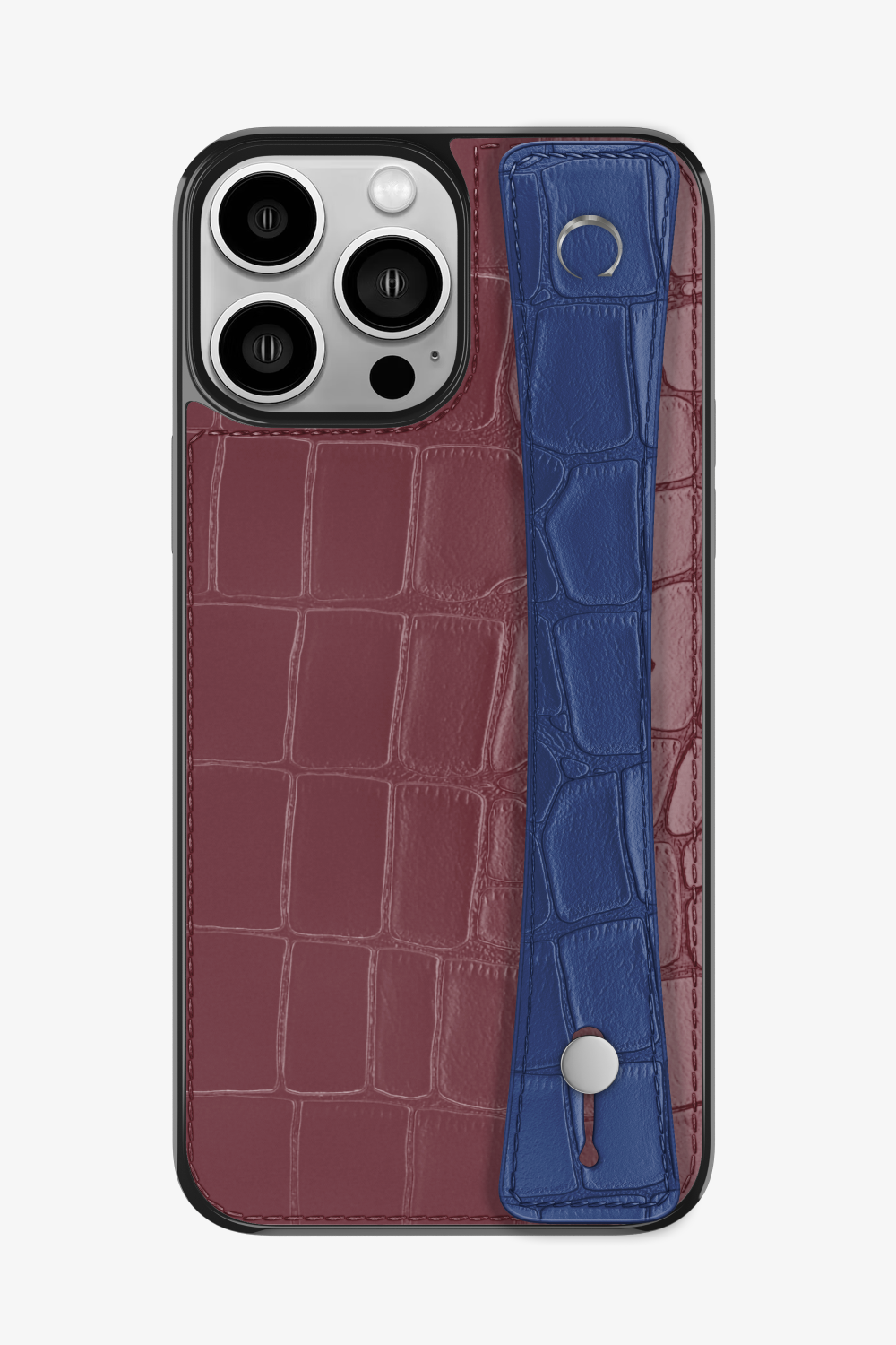 Alligator Sports Strap Case for iPhone 16 Pro Max - Burgundy / Navy Blue - zollofrance