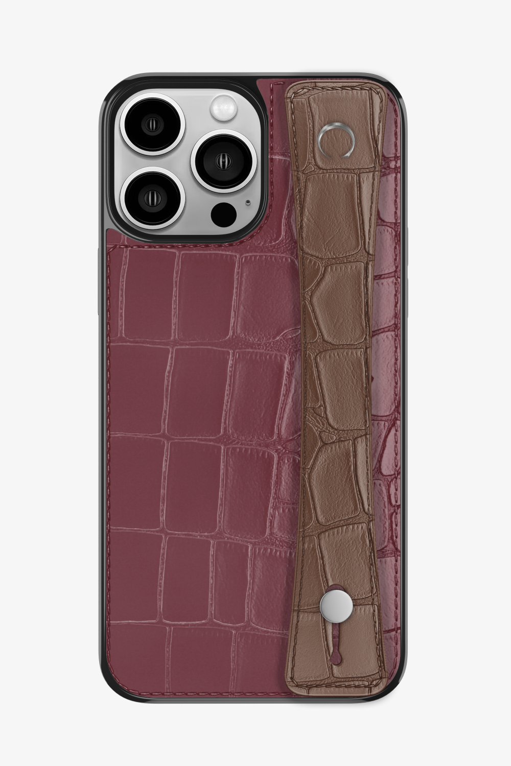 Alligator Sports Strap Case for iPhone 16 Pro Max - Burgundy / Cocoa - zollofrance