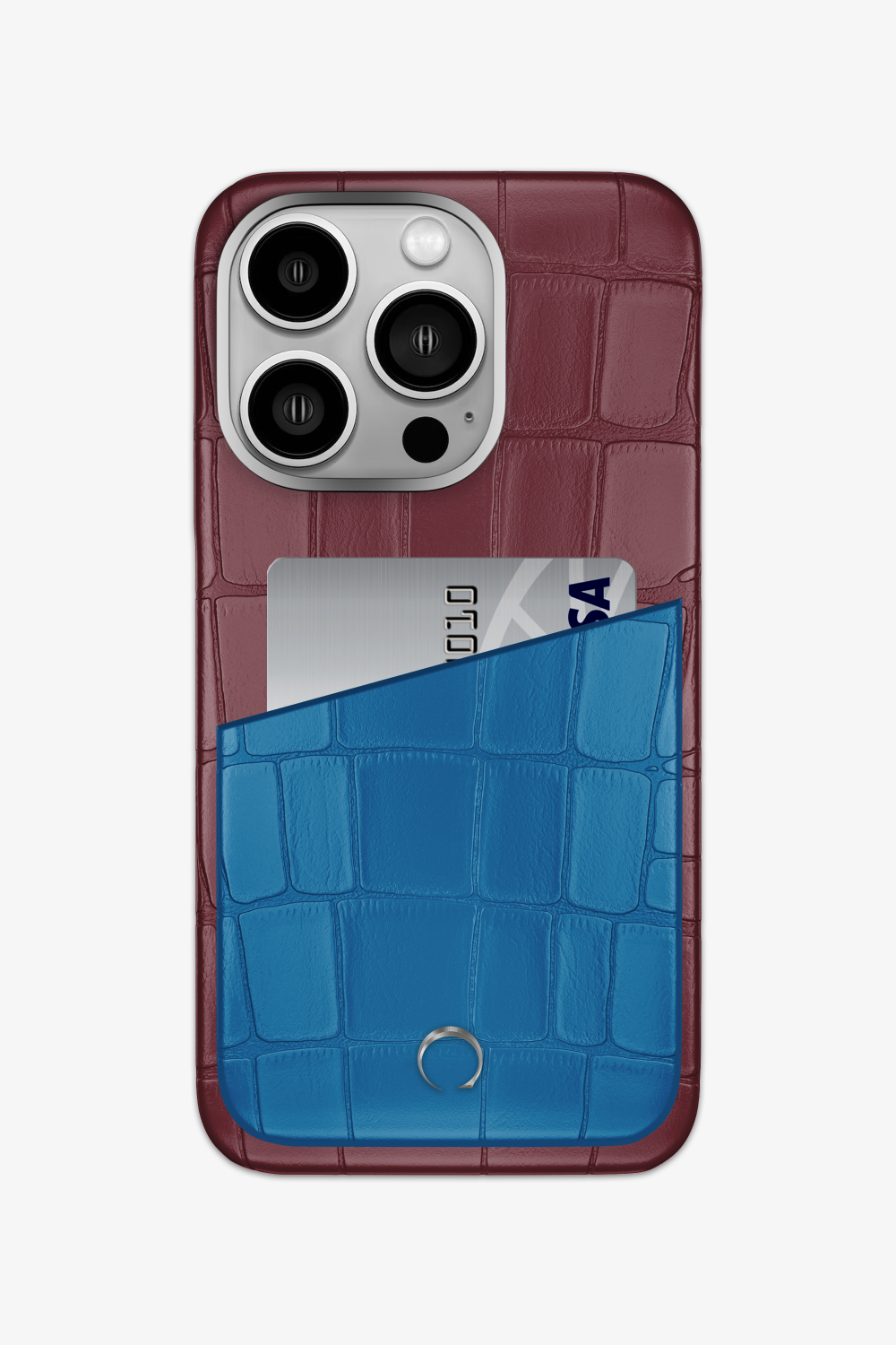 Alligator Pocket Case for iPhone 16 Pro - Burgundy / Blue Lagoon - zollofrance