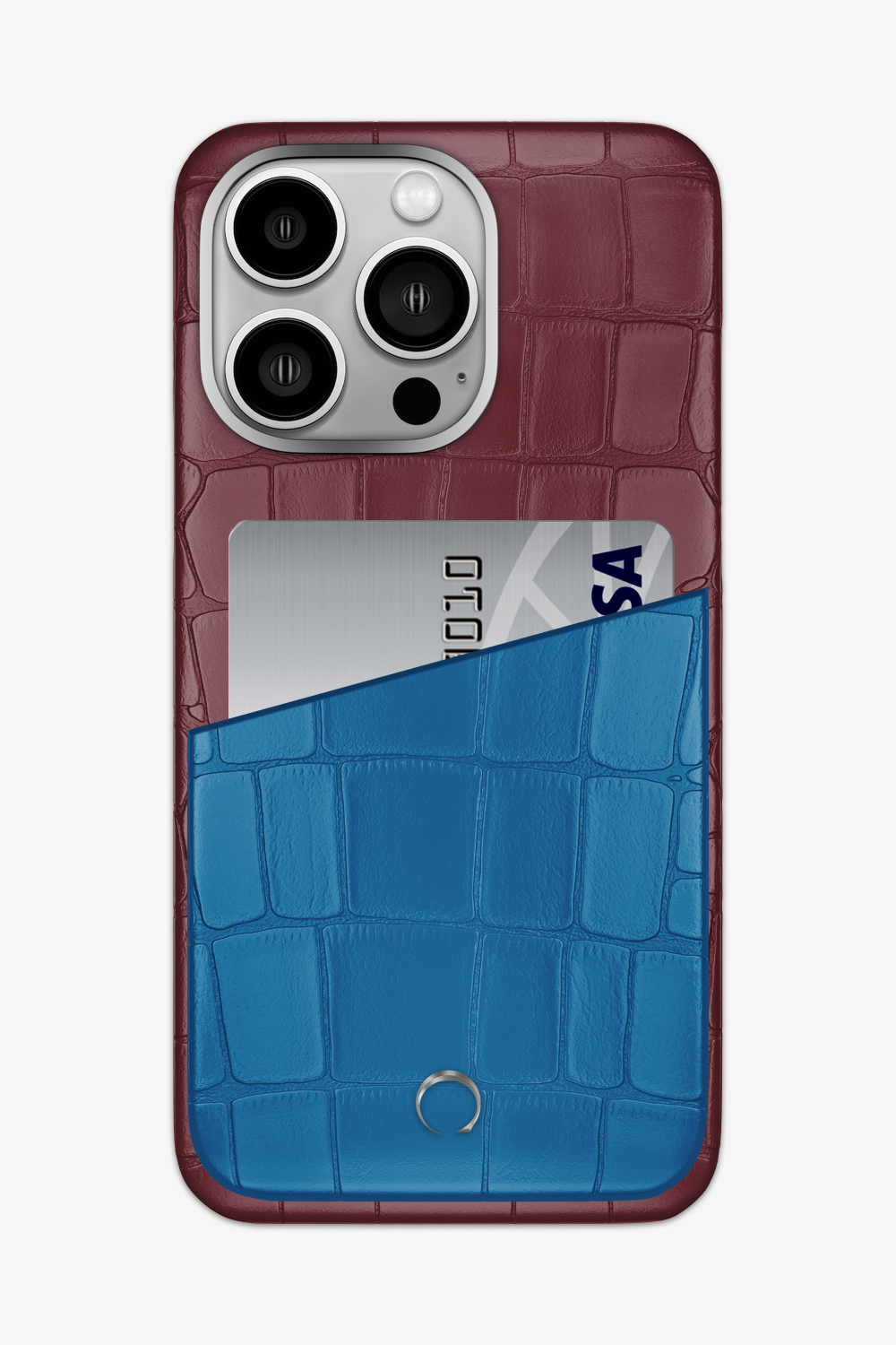 Alligator Pocket Case for iPhone 16 Pro Max - Burgundy / Blue Lagoon - zollofrance