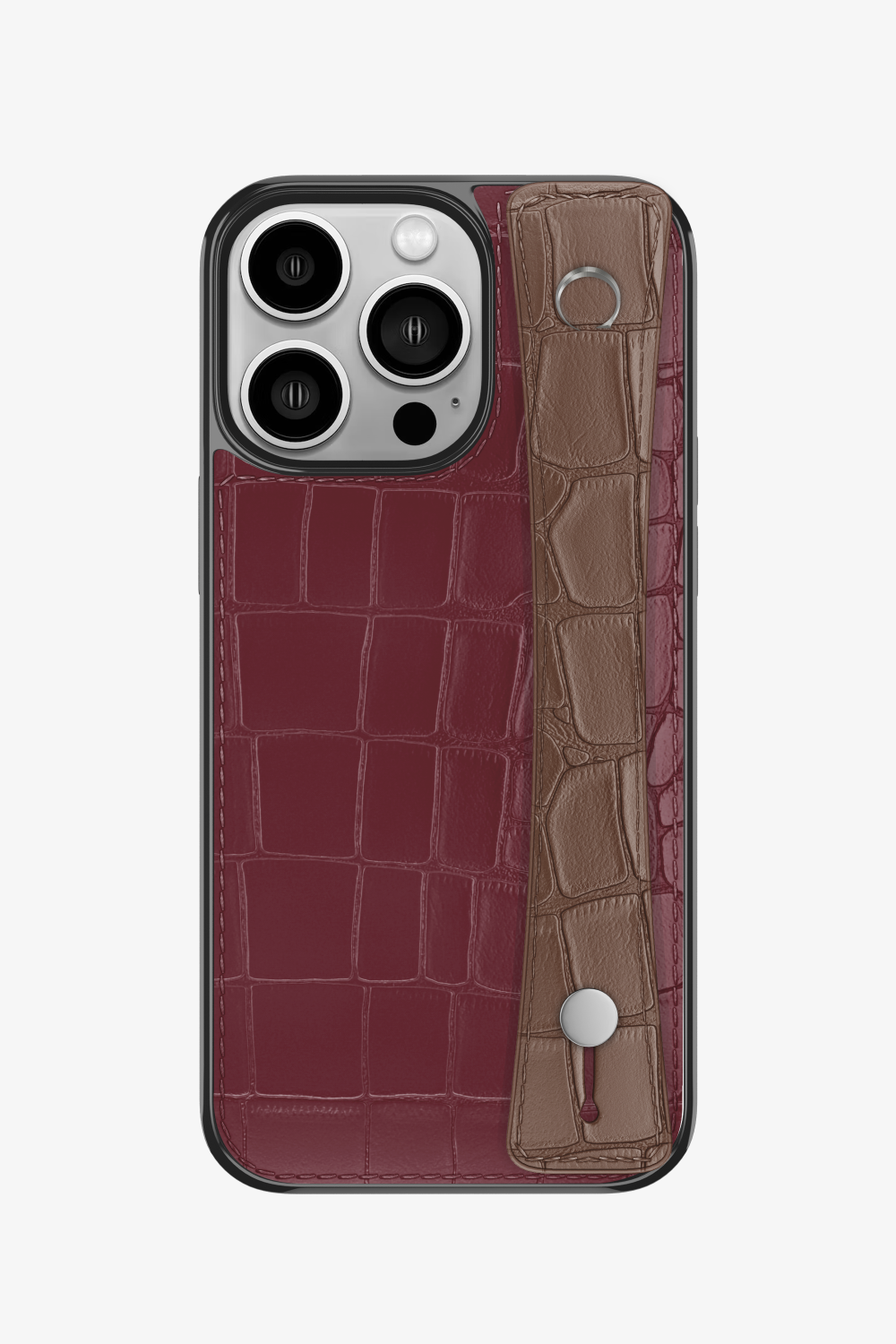 Alligator Sports Strap Case for iPhone 16 Pro - Burgundy / Cocoa - zollofrance