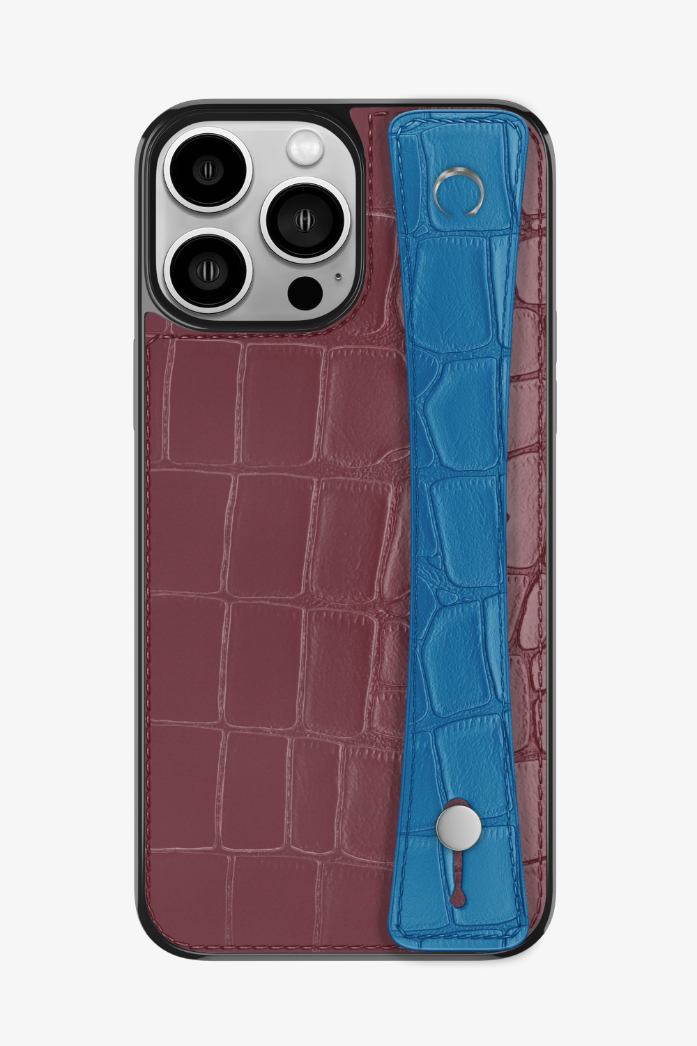 Alligator Sports Strap Case for iPhone 16 Pro Max - Burgundy / Blue Lagoon - zollofrance