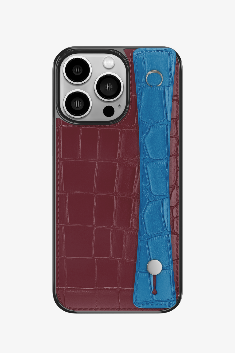 Alligator Sports Strap Case for iPhone 16 Pro - Burgundy / Blue Lagoon - zollofrance