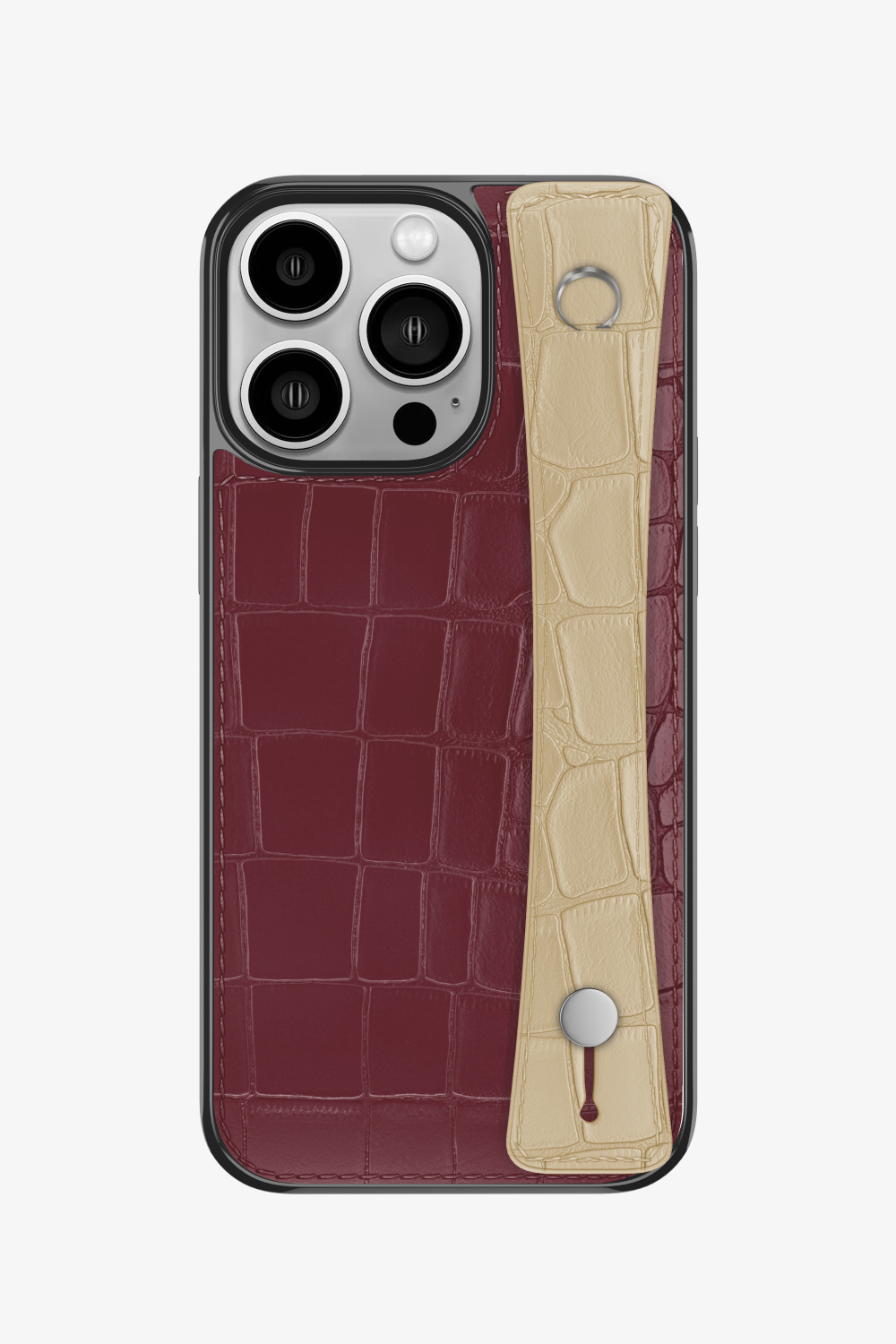 Alligator Sports Strap Case for iPhone 16 Pro - Burgundy / Vanilla - zollofrance