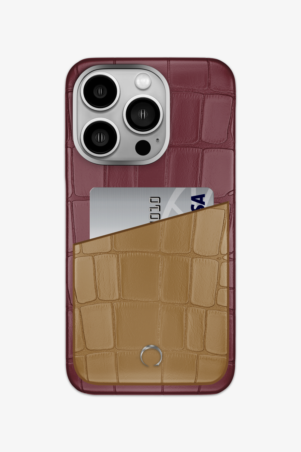 Alligator Pocket Case for iPhone 16 Pro - Burgundy / Latte - zollofrance