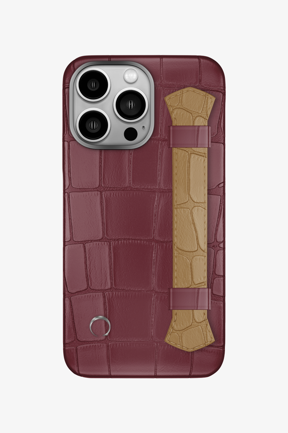 Double Headed Alligator Strap Case for iPhone 16 Pro - Burgundy / Latte - zollofrance