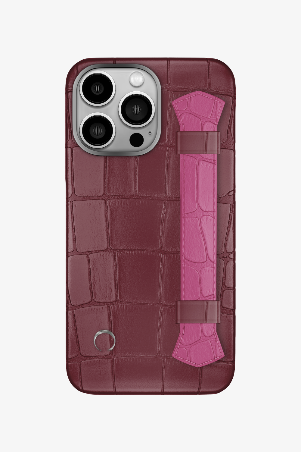 Double Headed Alligator Strap Case for iPhone 16 Pro - Burgundy / Pink Fuchsia - zollofrance