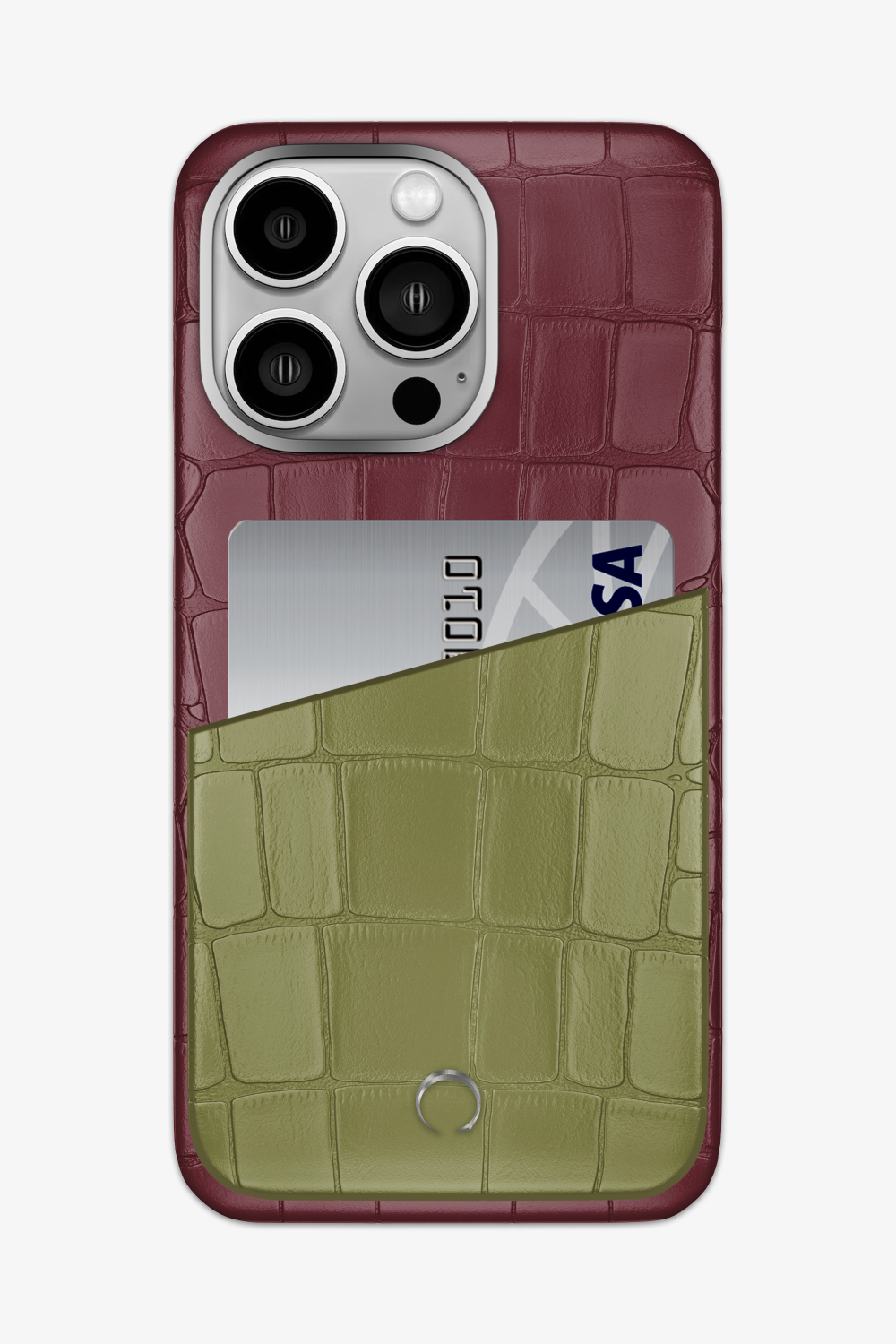 Alligator Pocket Case for iPhone 16 Pro Max - Burgundy / Khaki - zollofrance