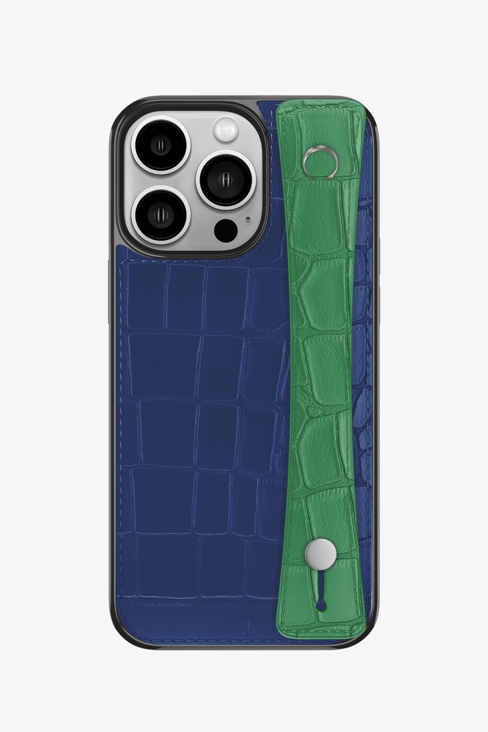 Alligator Sports Strap Case for iPhone 16 Pro - Navy Blue / Green Emerald - zollofrance