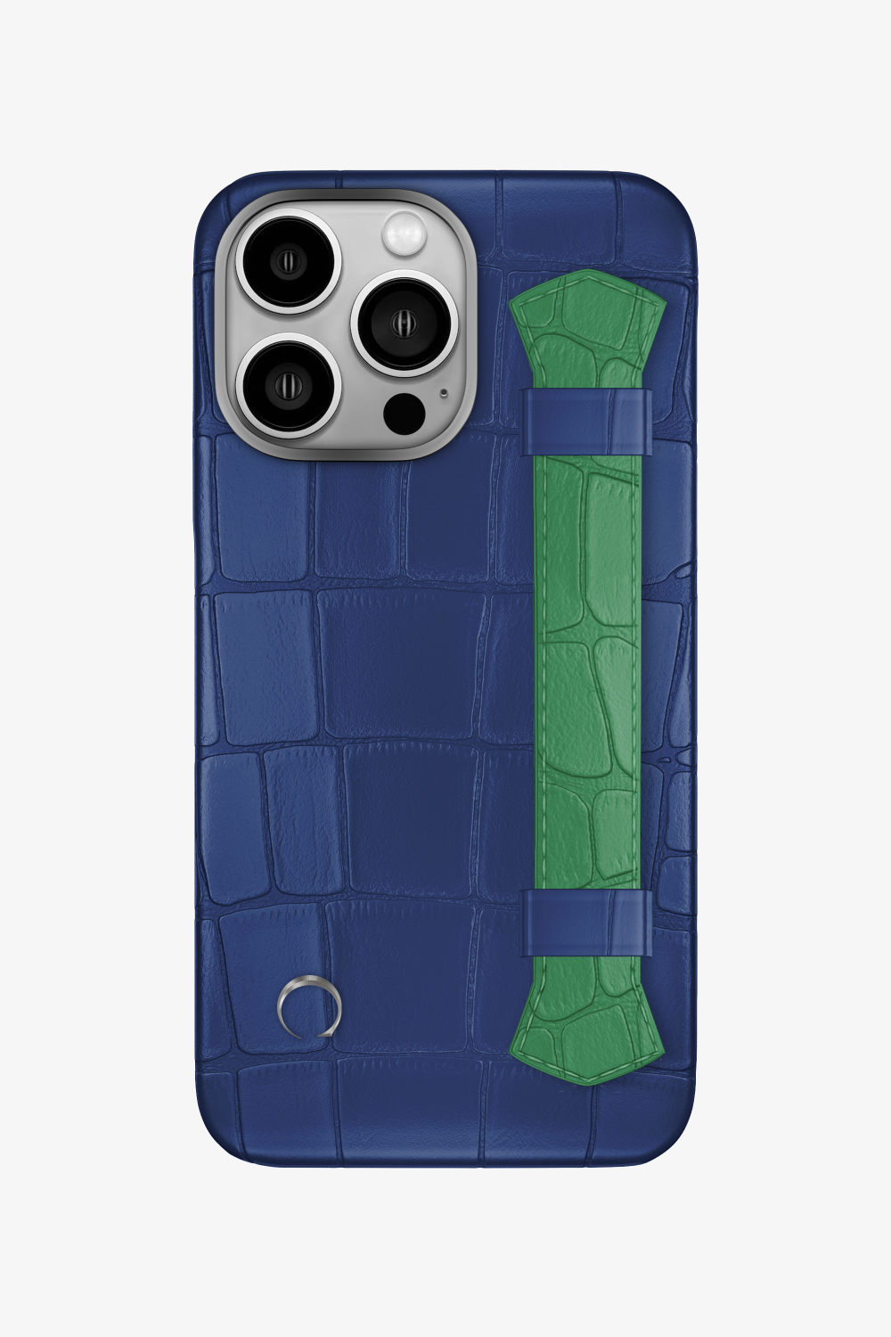 Double Headed Alligator Strap Case for iPhone 16 Pro - Navy Blue / Green Emerald - zollofrance