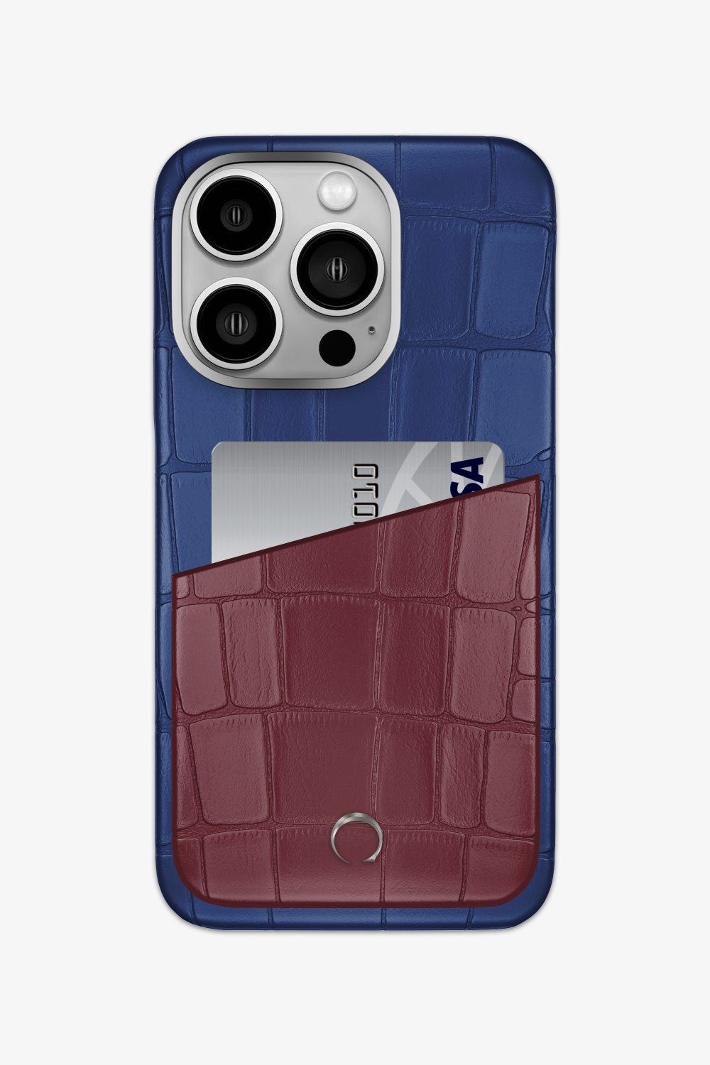 Alligator Pocket Case for iPhone 16 Pro - Navy Blue / Burgundy - zollofrance