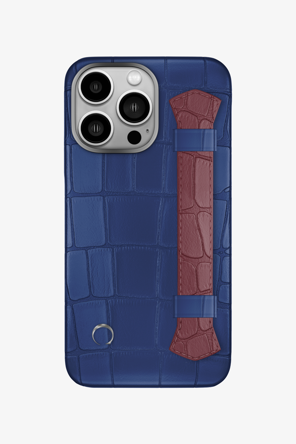 Double Headed Alligator Strap Case for iPhone 16 Pro - Navy Blue / Burgundy - zollofrance