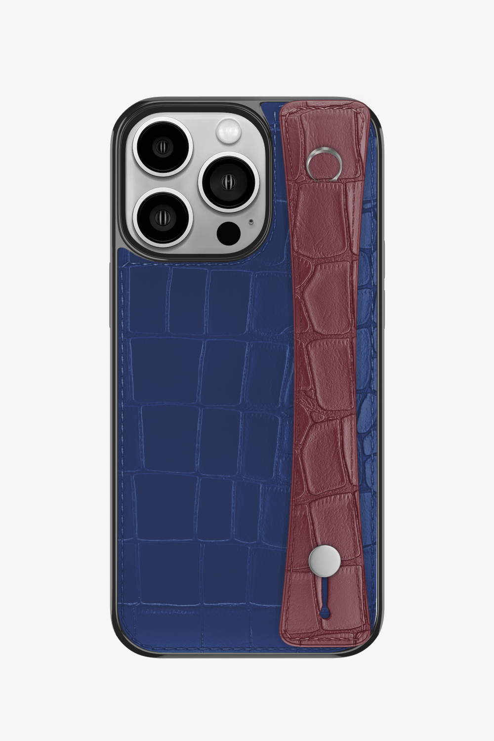 Alligator Sports Strap Case for iPhone 16 Pro - Navy Blue / Burgundy - zollofrance