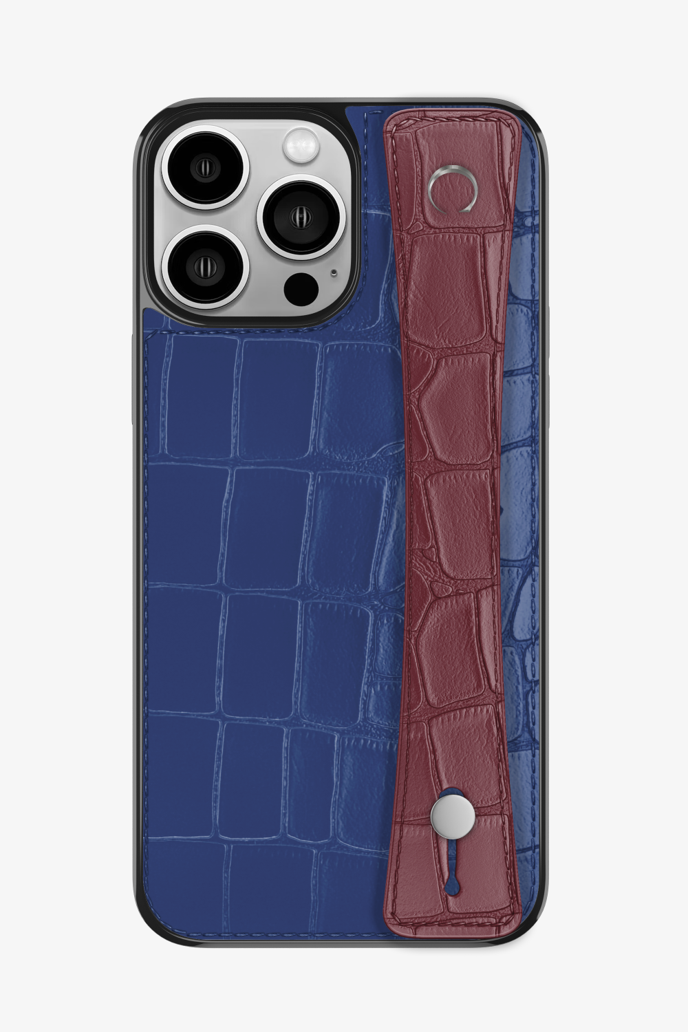 Alligator Sports Strap Case for iPhone 16 Pro Max - Navy Blue / Burgundy - zollofrance