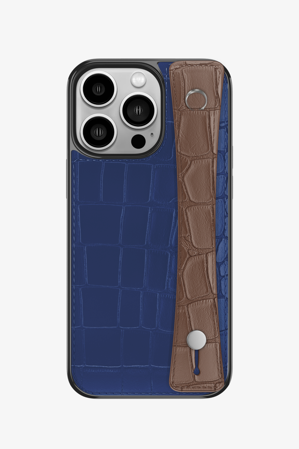 Alligator Sports Strap Case for iPhone 16 Pro - Navy Blue / Cocoa - zollofrance