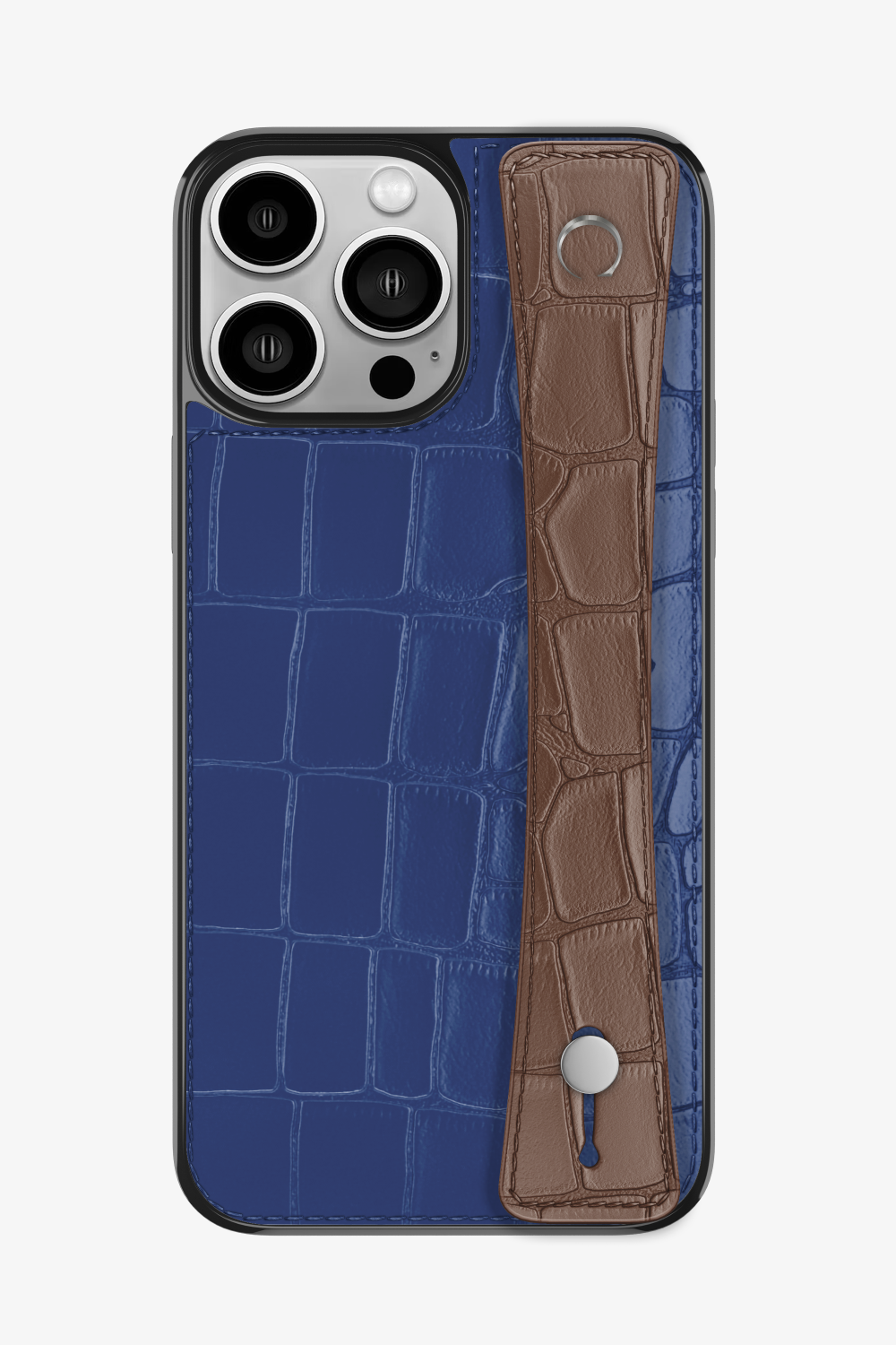 Alligator Sports Strap Case for iPhone 14 Pro Max - Navy Blue / Cocoa - zollofrance