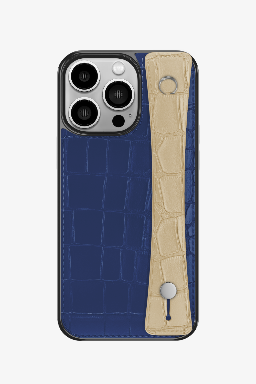 Alligator Sports Strap Case for iPhone 16 Pro - Navy Blue / Vanilla - zollofrance