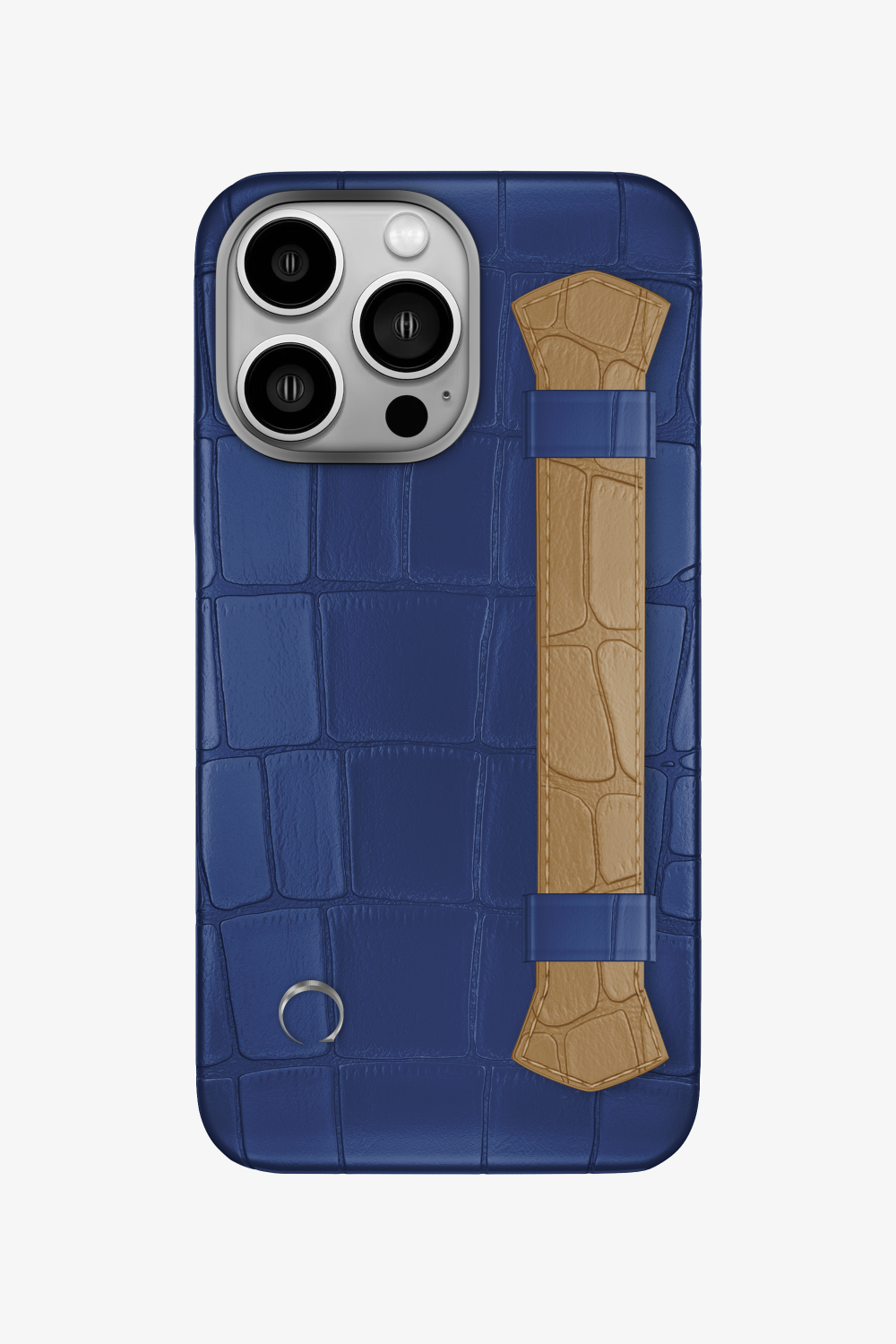 Double Headed Alligator Strap Case for iPhone 16 Pro - Navy Blue / Latte - zollofrance