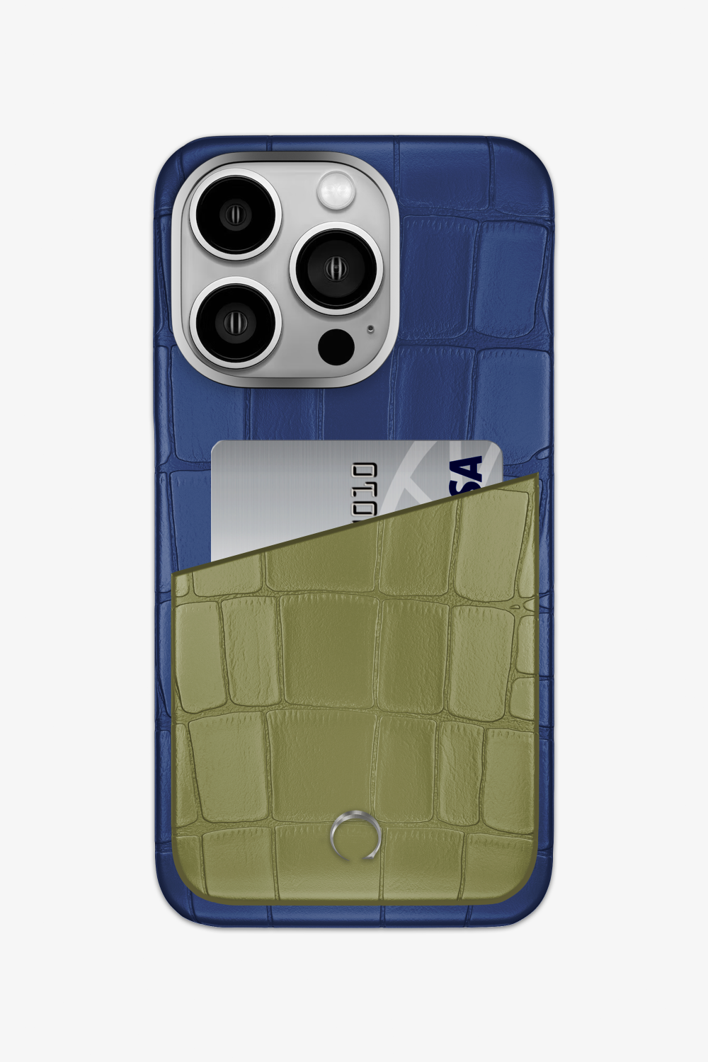 Alligator Pocket Case for iPhone 16 Pro - Navy Blue / Khaki - zollofrance