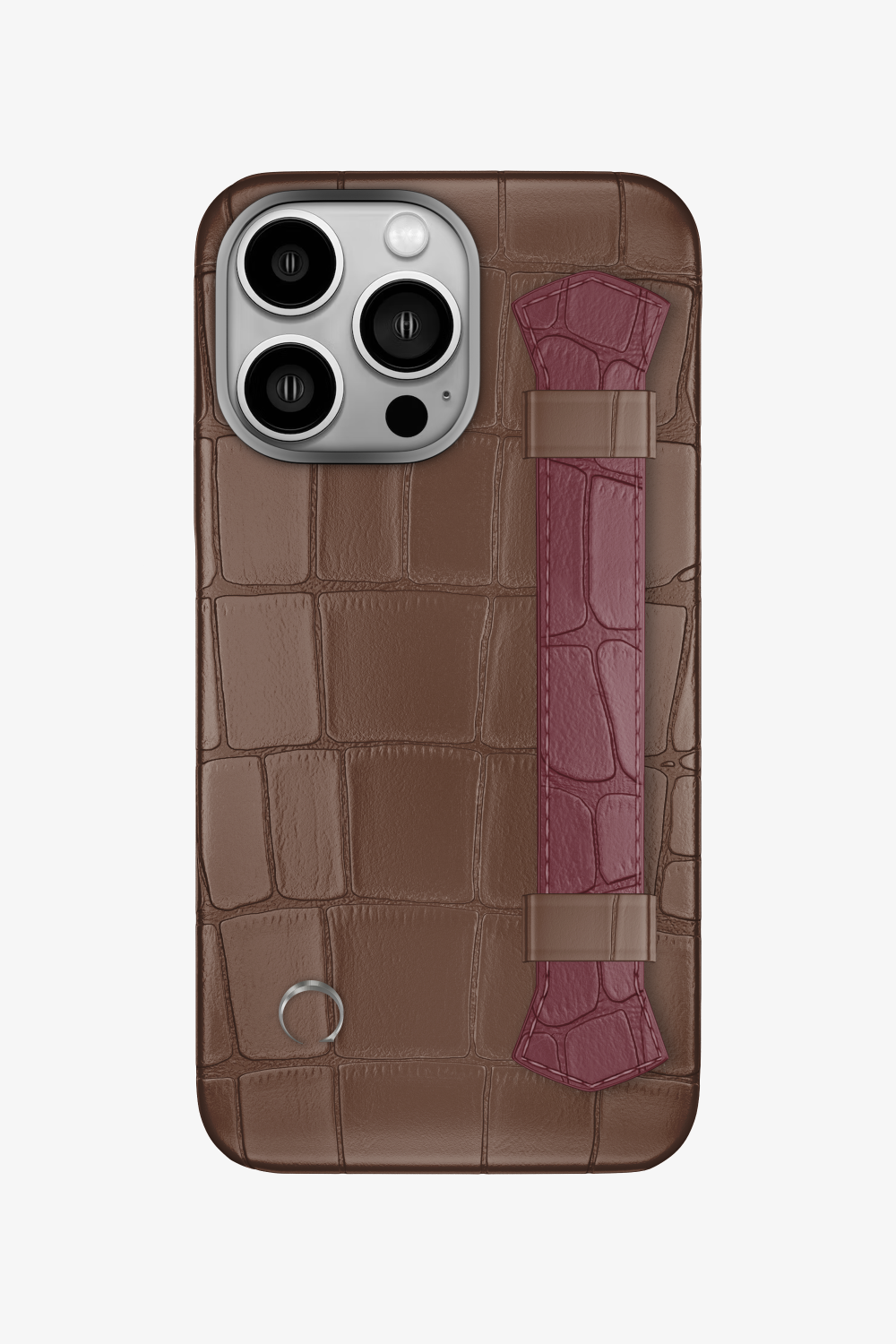 Double Headed Alligator Strap Case for iPhone 16 Pro - Cocoa / Burgundy - zollofrance