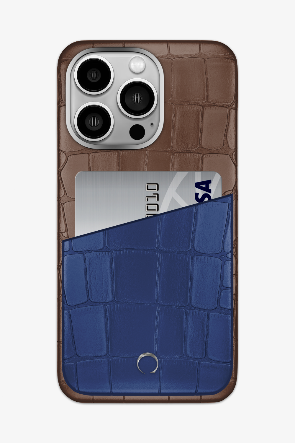 Alligator Pocket Case for iPhone 16 Pro Max - Cocoa / Navy Blue - zollofrance