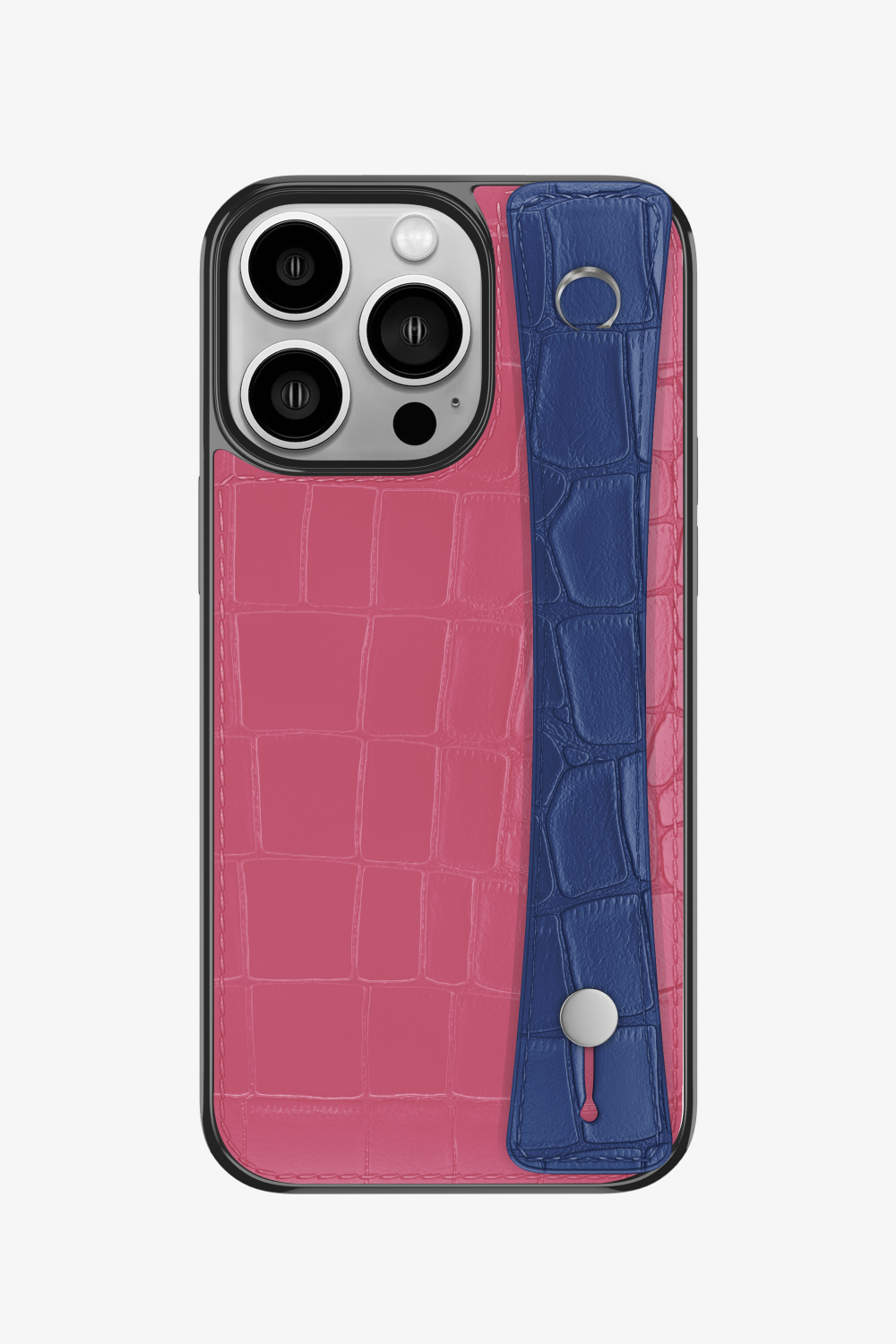 Alligator Sports Strap Case for iPhone 16 Pro - Pink / Navy Blue - zollofrance