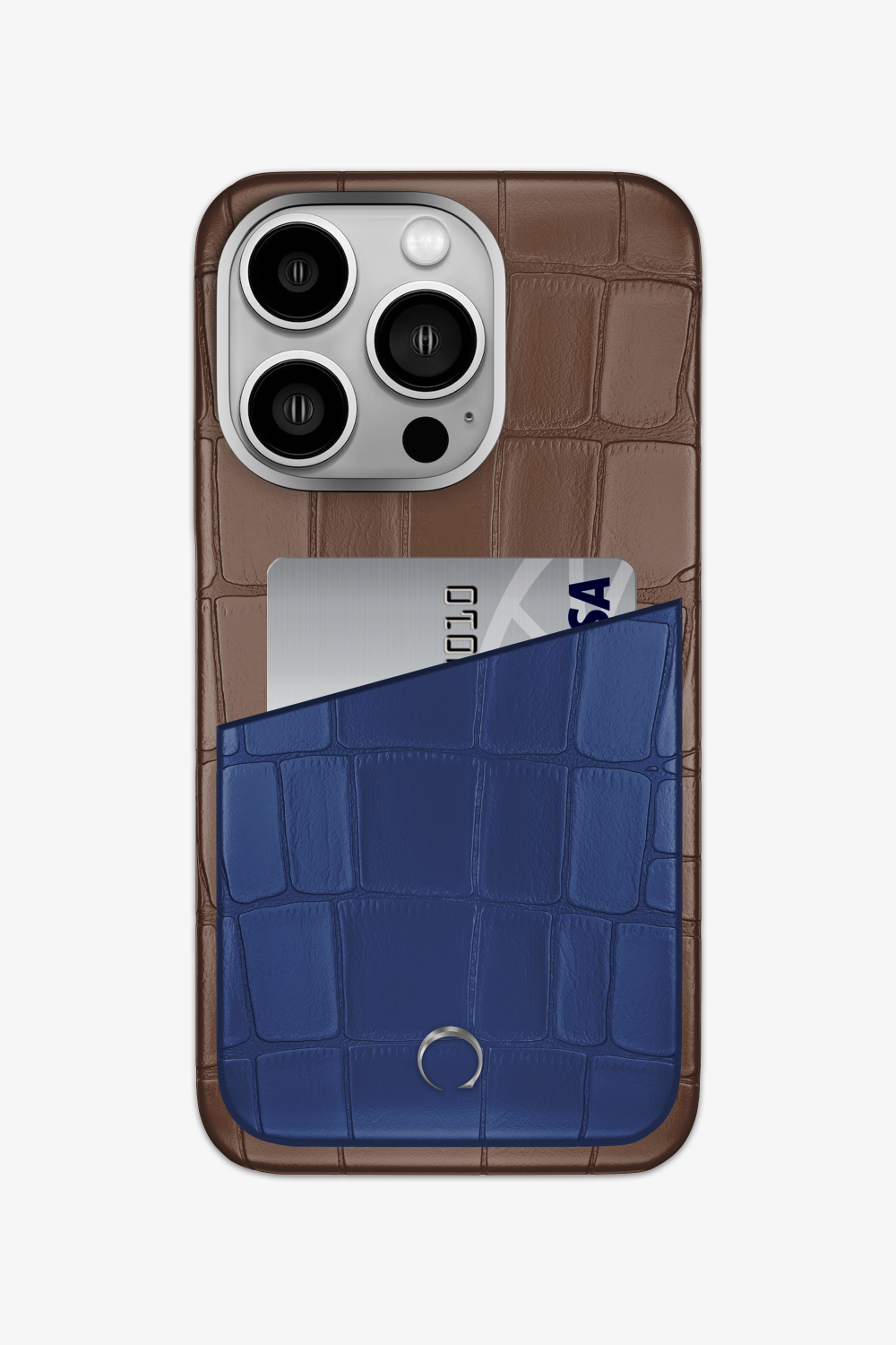 Alligator Pocket Case for iPhone 16 Pro - Cocoa / Navy Blue - zollofrance