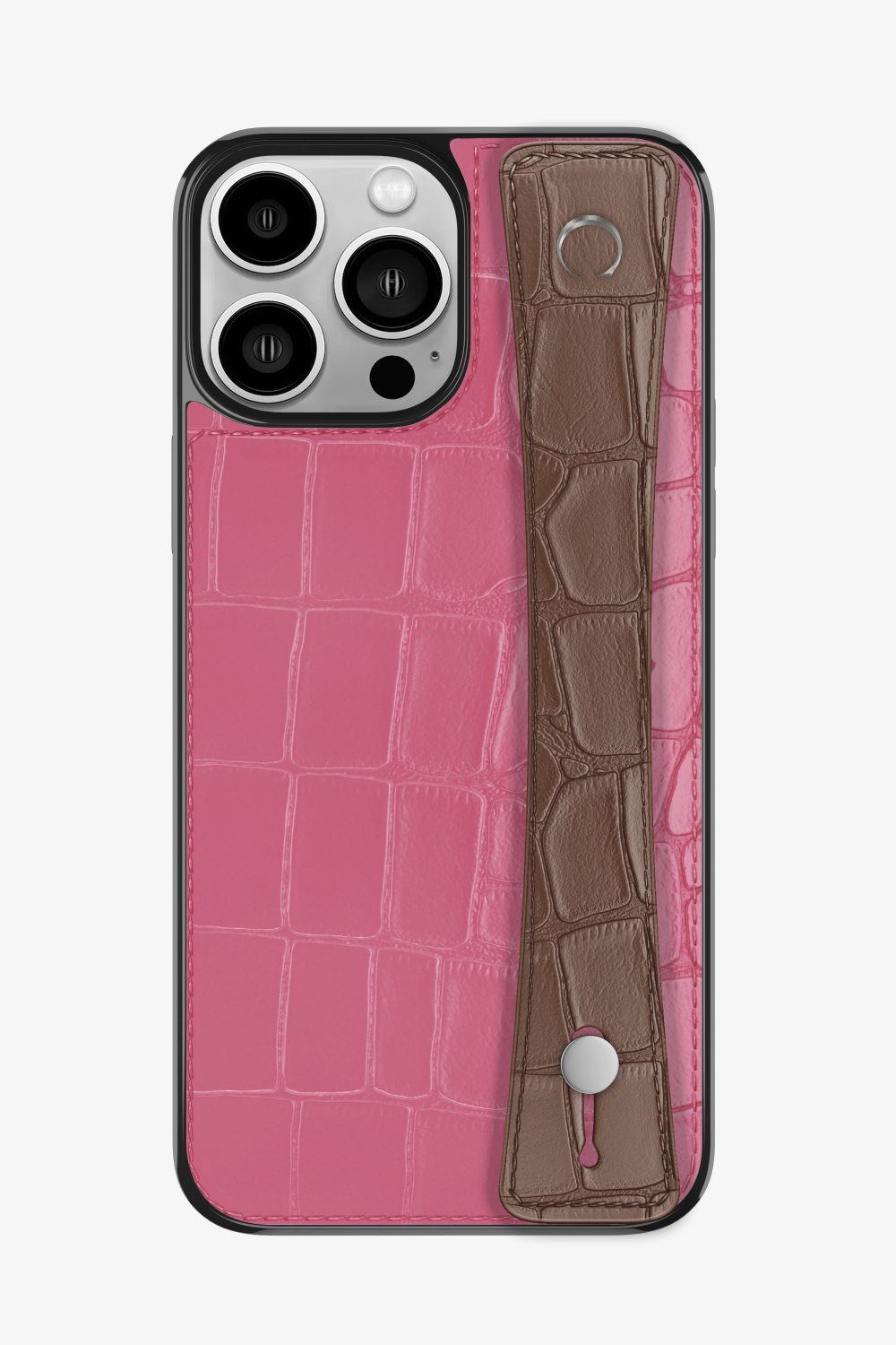 Alligator Sports Strap Case for iPhone 16 Pro Max - Pink / Cocoa - zollofrance