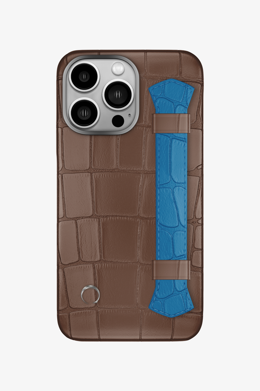 Double Headed Alligator Strap Case for iPhone 16 Pro - Cocoa / Blue Lagoon - zollofrance