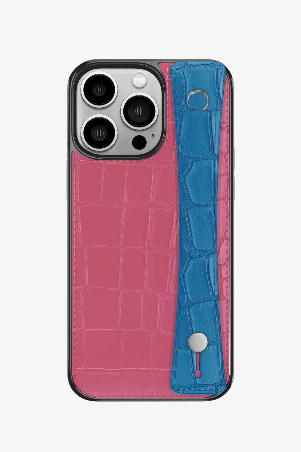 Alligator Sports Strap Case for iPhone 16 Pro - Pink / Blue Lagoon - zollofrance