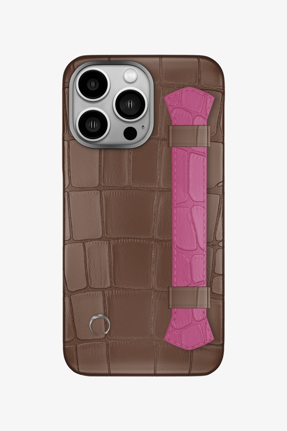 Double Headed Alligator Strap Case for iPhone 16 Pro - Cocoa / Pink Fuchsia - zollofrance