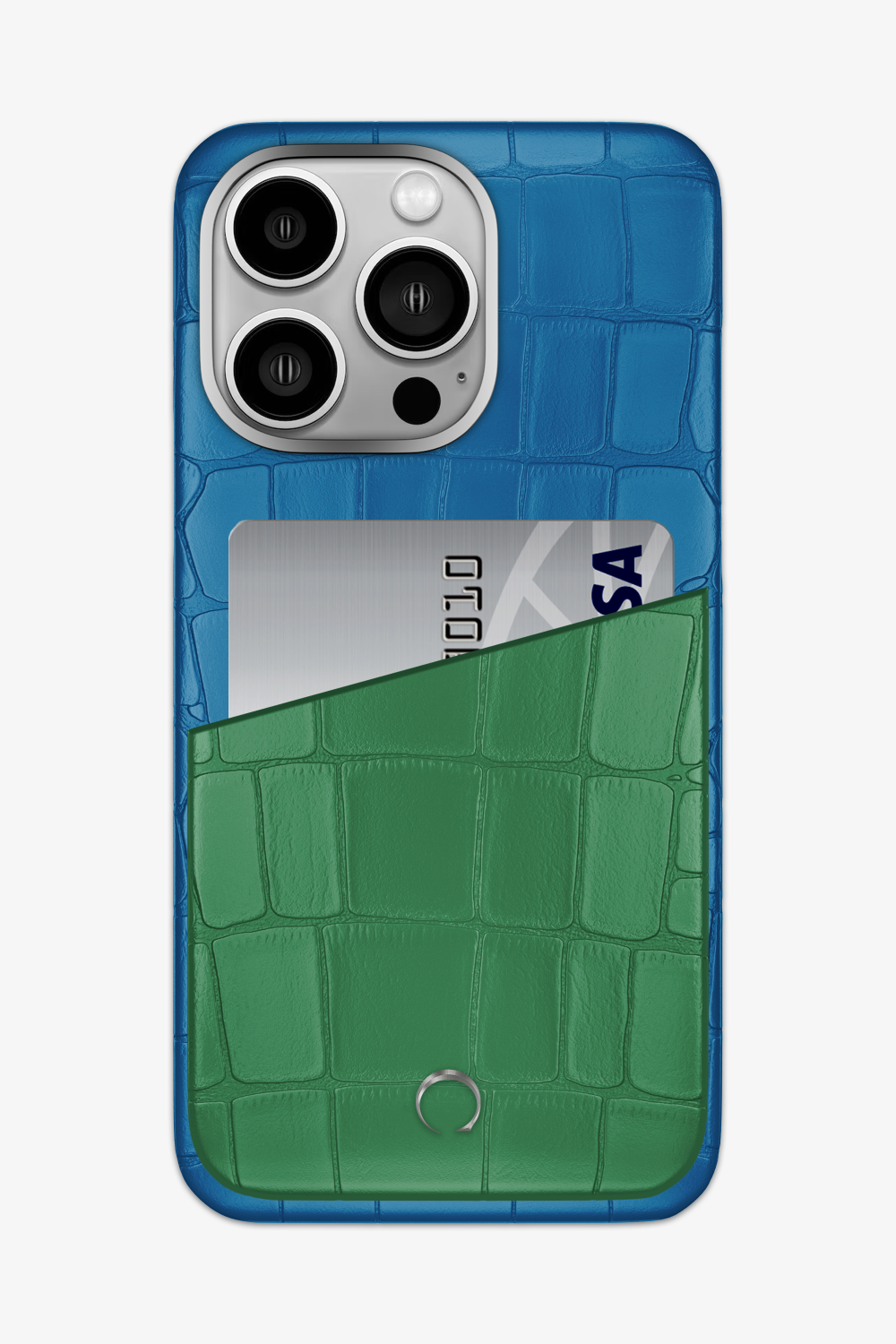 Alligator Pocket Case for iPhone 14 Pro Max - Blue Lagoon / Green Emerald - zollofrance